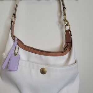 Coach White and Brown Shoulder Bag